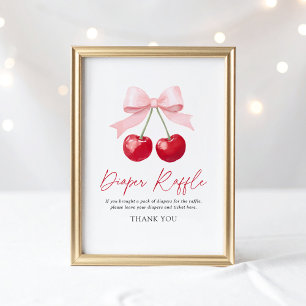 Cherry Baby Shower Diaper Raffle Sign