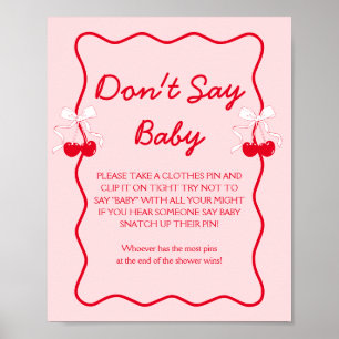 Cherry Baby Shower Don't Say Baby Game Poster