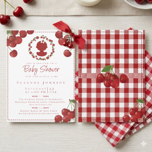 Cherry Baby Shower Invitation Sweet Little Girl 