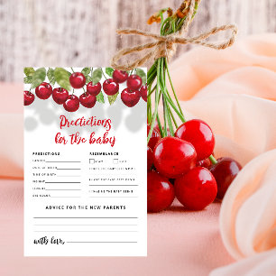 Cherry Baby Shower Predictions and Advice Card