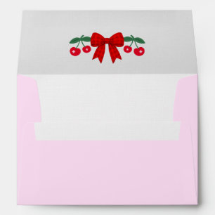 Cherry Baby Shower Red Gingham Bow Envelope