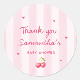 Cherry Baby Shower Round Sticker She’s the Cherr