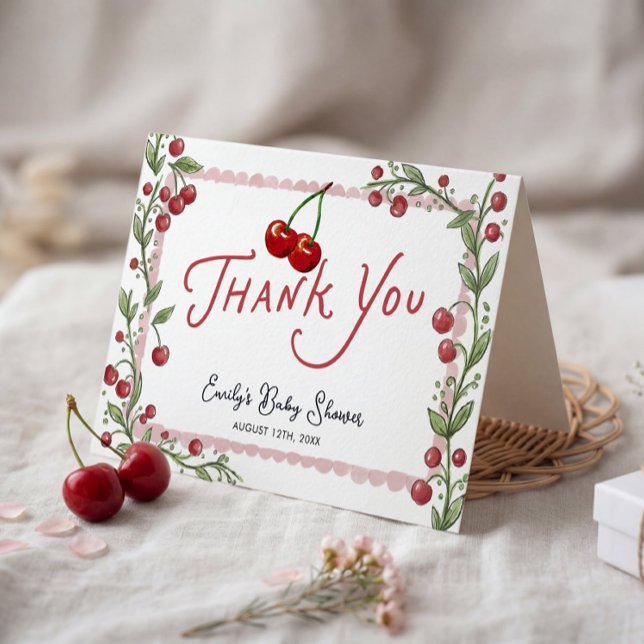 Cherry Baby Shower Thank You Card (Creator Uploaded)