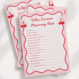 Cherry Baby Shower Who Knows Mummy Best Game Card