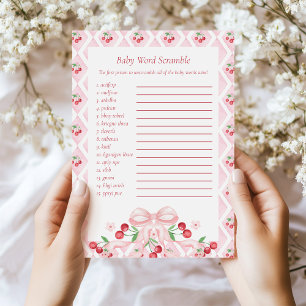 Cherry Baby Shower Word Scramble Game Card