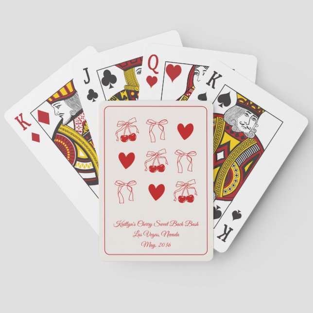 Cherry Bachelorette Party Game Playing Card Favour (Back)