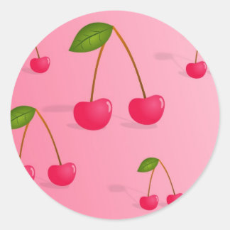 Cherry Background Classic Round Sticker