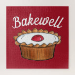 Cherry Bakewell Tart British Food Baker UK Foodie Jigsaw Puzzle<br><div class="desc">Design features an original marker illustration of a classic English cherry bakewell tart. A popular dessert in England and throughout the United Kingdom, the bakewell tart features a shortcrust pastry shell topped with layers of jam and frangipane, and is finished with flaked almonds or, in the case of a cherry...</div>