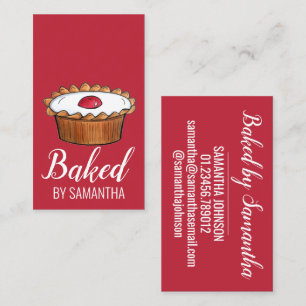 Cherry Bakewell Tart British Food UK Bakery Café Business Card