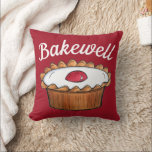 Cherry Bakewell Tart British Food UK Pastry Baking Cushion<br><div class="desc">Design features an original marker illustration of a classic English cherry bakewell tart. A popular dessert in England and throughout the United Kingdom, the bakewell tart features a shortcrust pastry shell topped with layers of jam and frangipane, and is finished with flaked almonds or, in the case of a cherry...</div>