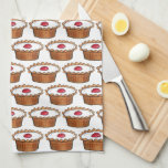 Cherry Bakewell Tart British Food UK Pastry Baking Tea Towel<br><div class="desc">Design features an original marker illustration of a classic English cherry bakewell tart. A popular dessert in England and throughout the United Kingdom, the bakewell tart features a shortcrust pastry shell topped with layers of jam and frangipane, and is finished with flaked almonds or, in the case of a cherry...</div>
