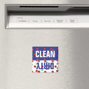 Cherry Berries Red Pattern Modern Blue Dishwasher Magnet