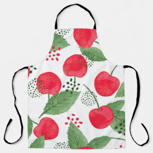 Cherry Berries Vintage, Watercolor Seamless. Apron