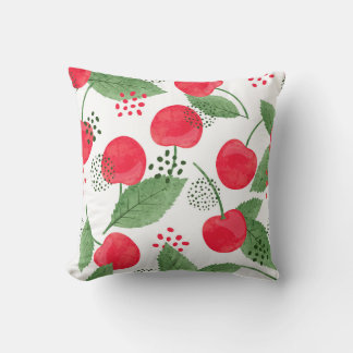 Cherry Berries Vintage, Watercolor Seamless. Cushion