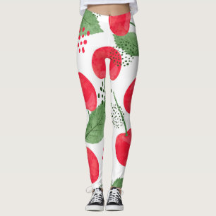 Cherry Berries Vintage, Watercolor Seamless. Leggings