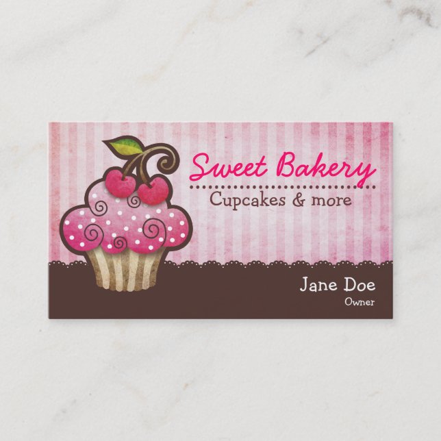 Cherry Berry Cupcake Business Cards (Front)