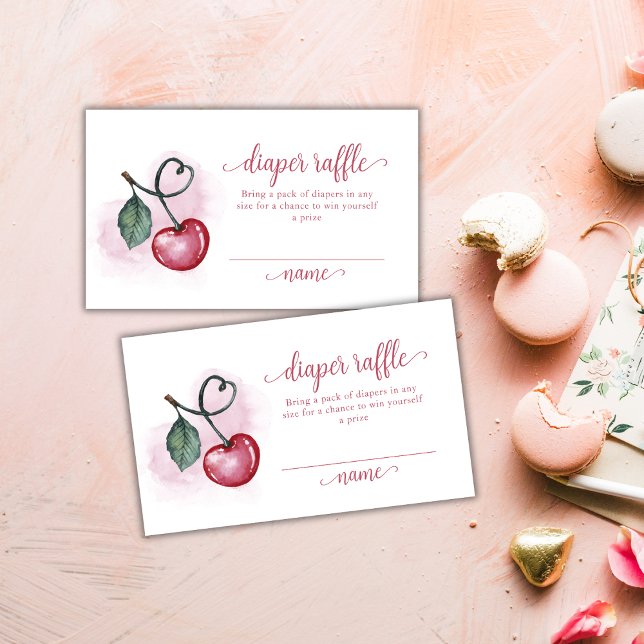 Cherry Berry Sweetheat Diaper Raffle Baby Shower  Enclosure Card (Cherry Berry Sweetheat Diaper Raffle Baby Shower Enclosure Card)
