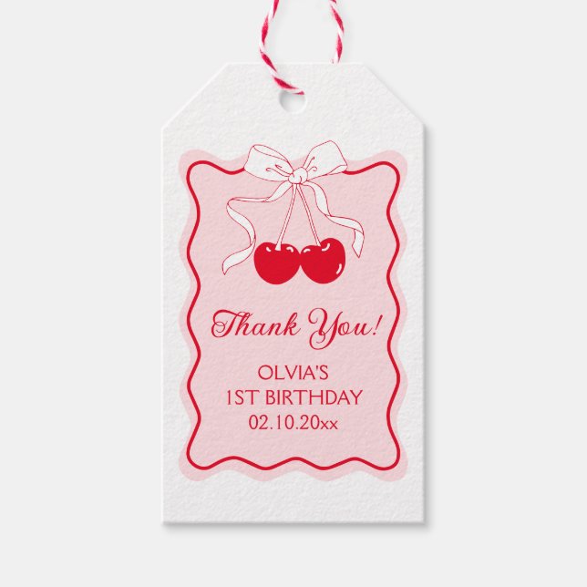 Cherry Birthday Party Favour Gift Tags (Front)