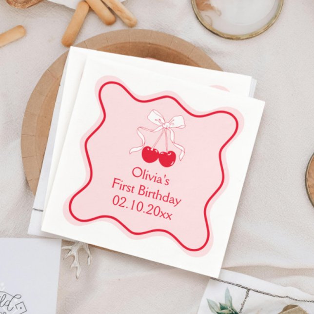 Cherry Birthday Party Napkin (Creator Uploaded)