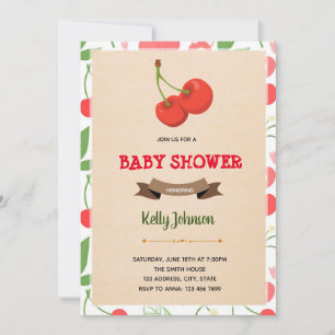 Cherry birthday shower invitation