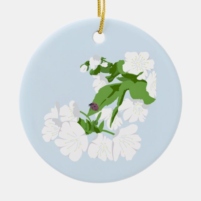 Cherry bkossom  ceramic tree decoration (Front)