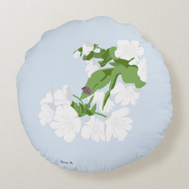 Cherry bkossom  round cushion (Back)