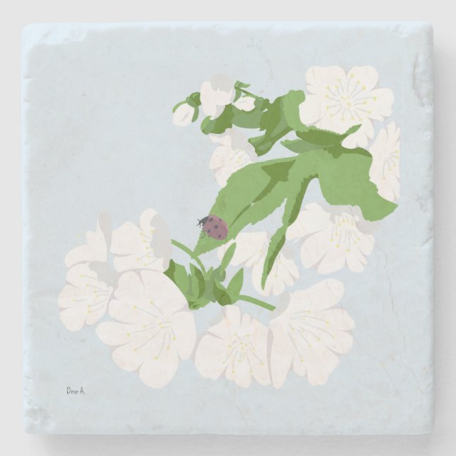 Cherry bkossom  stone coaster (Front)