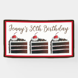 Cherry Black Forest Cake Slice Birthday Party Food Banner