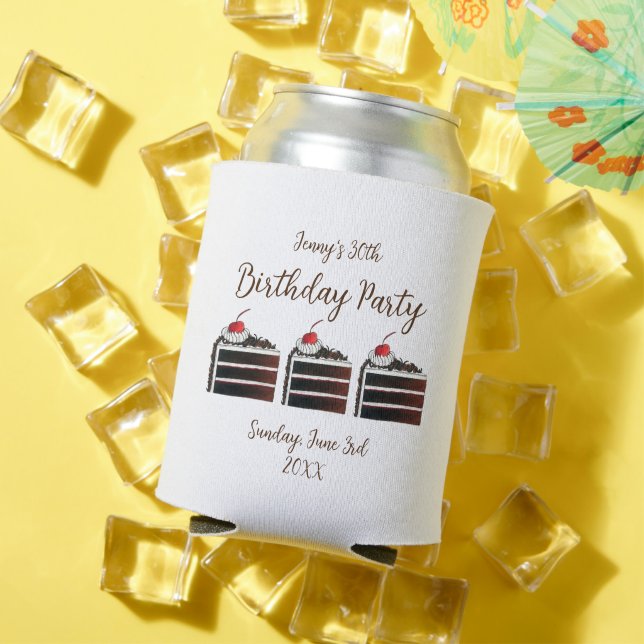 Cherry Black Forest Cake Slice Birthday Party Food Can Cooler (In Situ Summer)
