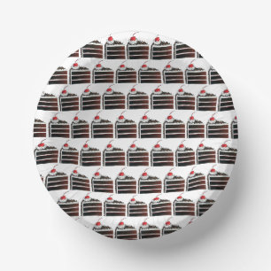 Cherry Black Forest Cake Slice Birthday Party Food Paper Plate
