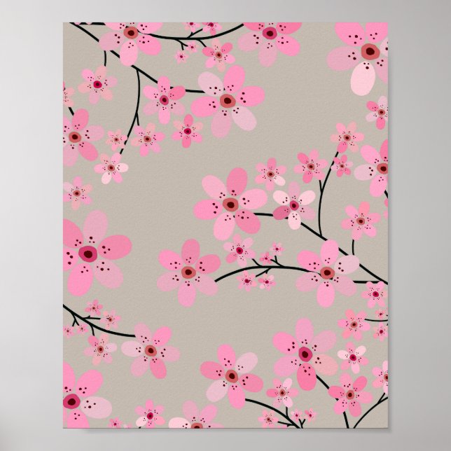 Cherry Blossom 08 Neutral Beige Poster (Front)
