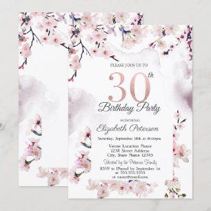 Cherry Blossom 30th Birthday  Invitation