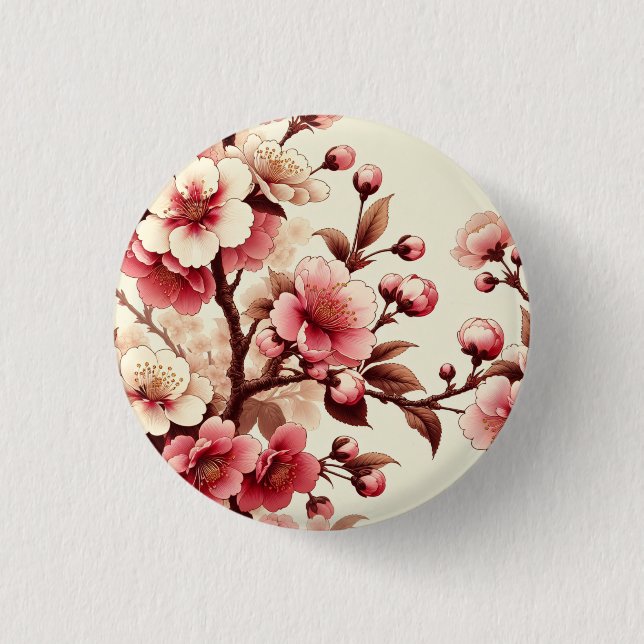 Cherry Blossom 3 Cm Round Badge (Front)