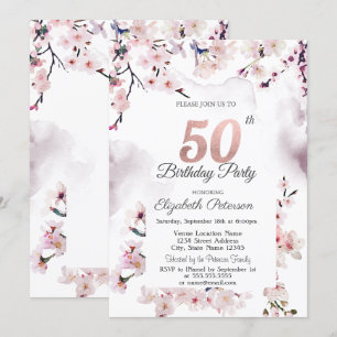 Cherry Blossom 50th Birthday  Invitation
