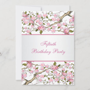 Cherry Blossom 50th Birthday Party Invitation