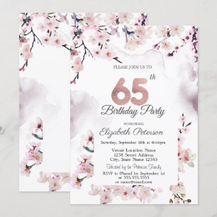 Cherry Blossom 65th Birthday  Invitation