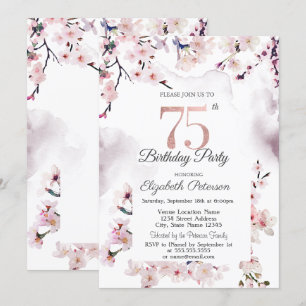 Cherry Blossom 75th Birthday  Invitation