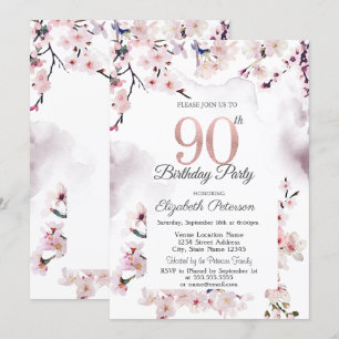 Cherry Blossom 90th Birthday  Invitation