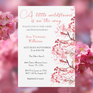 Cherry Blossom A Little Wildflower Baby Shower Invitation