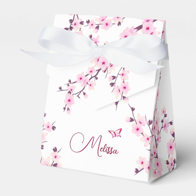 Cherry Blossom Add Name Birthday  Favour Box (Front Side)