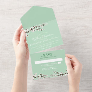 Cherry Blossom All-in-One Mint Event Invitation