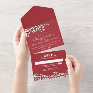Cherry Blossom All-in-One Red Event Invitation