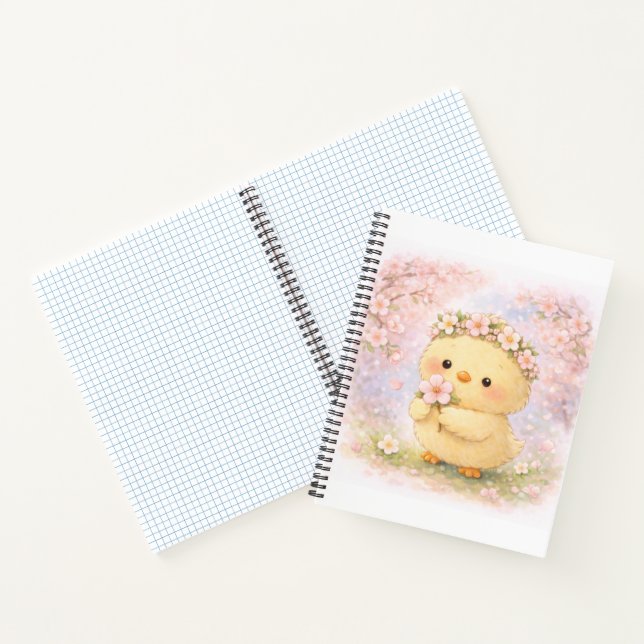 Cherry Blossom Alma Notebook | Cute Spring Chick (Inside)
