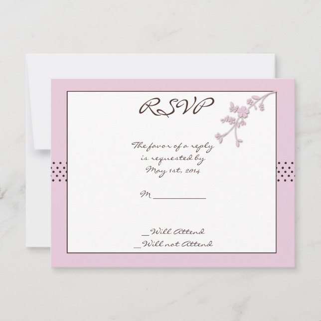 Cherry Blossom and Brown Polka Dot Response Card (Front)