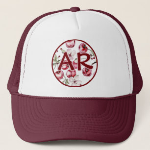 Cherry Blossom and Cherries Monogram Trucker Hat