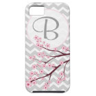 Cherry Blossom and Chevron Monogram iPhone 5 Case