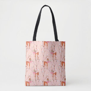Cherry blossom and fawns /2 tote bag