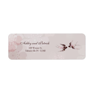 Cherry Blossom and Floral Swallows Address Label