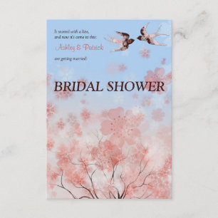 Cherry Blossom and Floral Swallows  Bridal Shower  Invitation