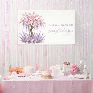 Cherry Blossom and Lavender Tree Bridal Shower Banner
